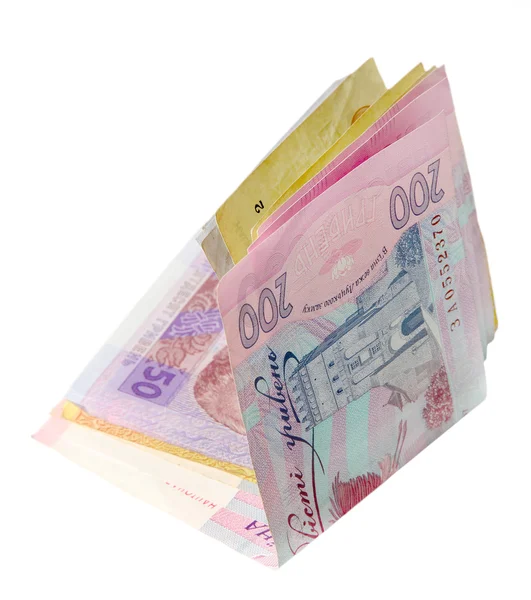 Oekraïense geld, geïsoleerd op wit — Stockfoto