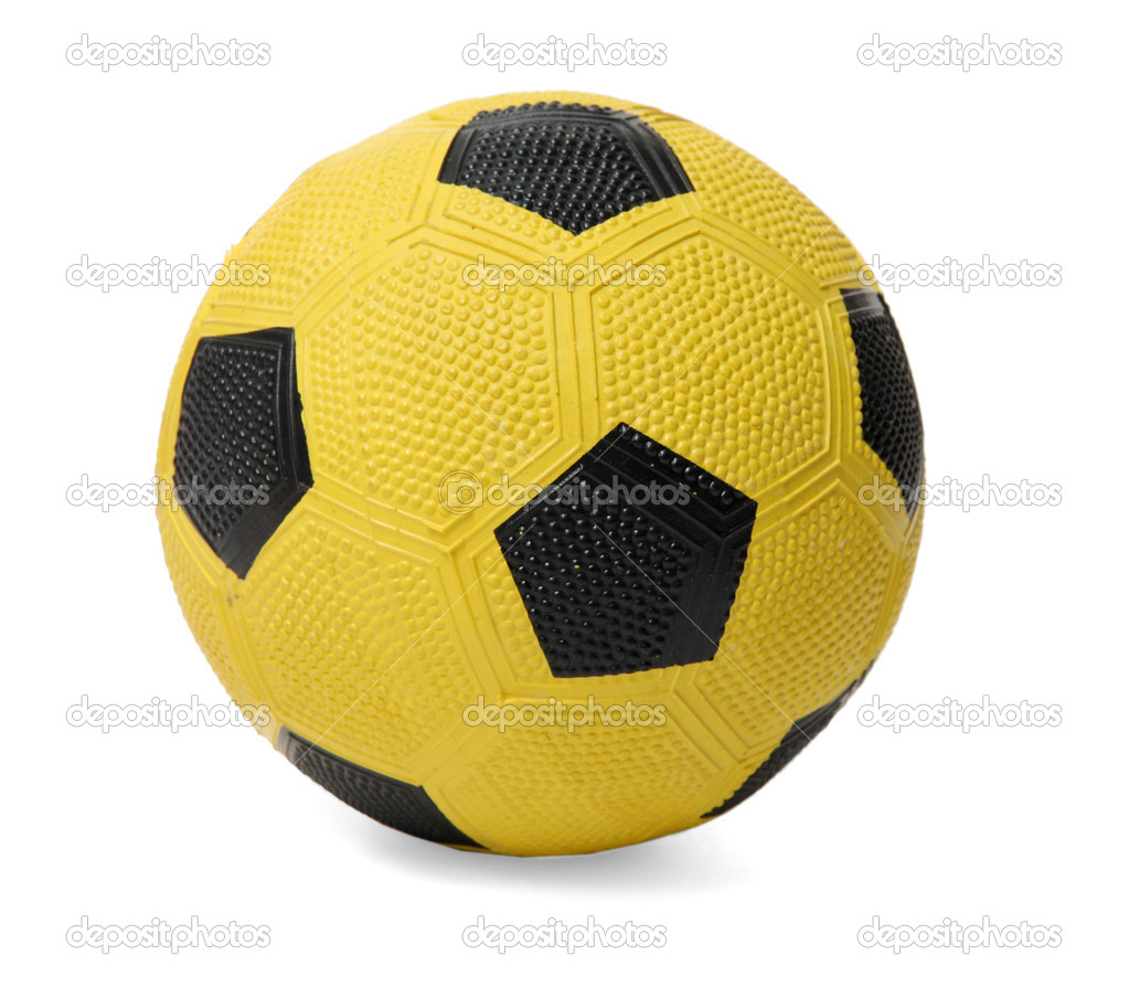 Children's yellow football ball, isolated on white