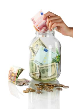 beyaz izole bankada para