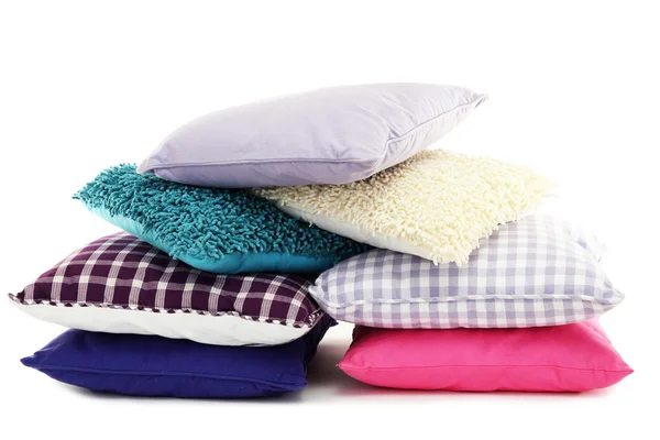 Collina cuscini colorati isolati su bianco — Foto Stock