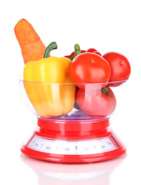 beyaz izole ölçeklerde taze sebze