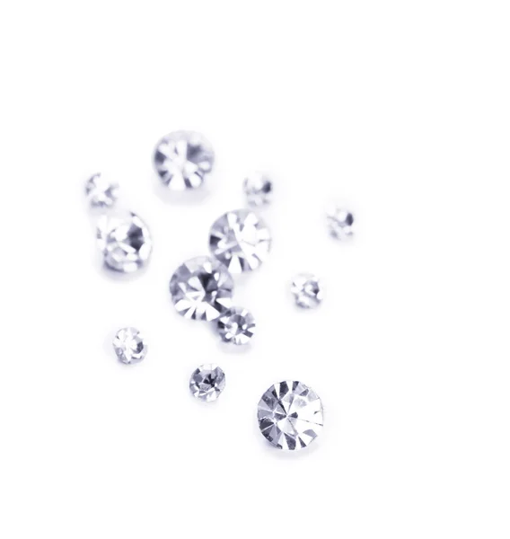 Beautiful shining crystals (diamonds), isolated on white — Stock Photo, Image