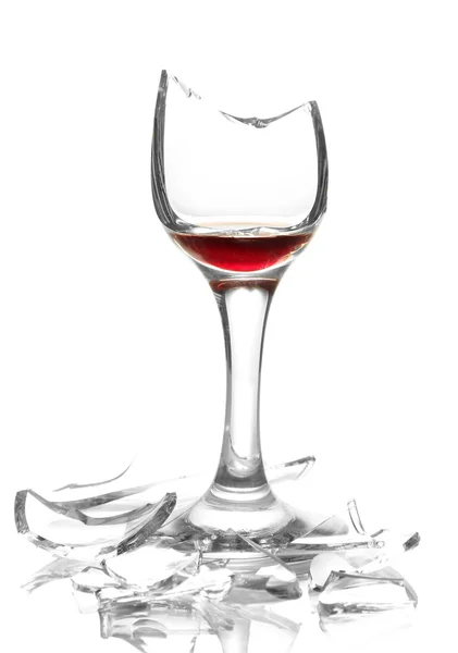 Broken wineglass isolated on white — Stock Photo, Image