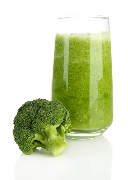 Glass of broccoli juice, isolated on white — Stock Photo, Image