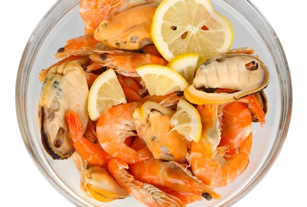 Seafood sallad i skål isolerad på vit — Stockfoto