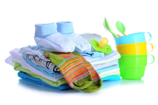 Pile of baby clothes isolated on white — Stock Photo, Image