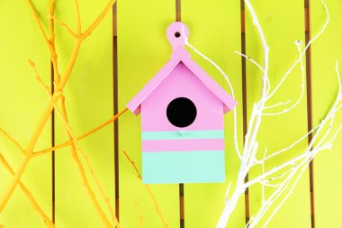 renk ahşap arka plan üzerinde renkli dalları ile dekoratif iç içe kutu