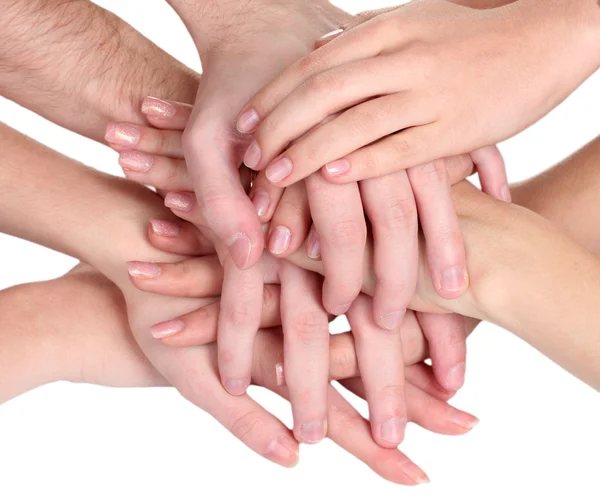 Grupp av young's händer isolerad på vit — Stockfoto
