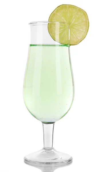 Green cocktail with lime isolated on white — Stock Photo, Image