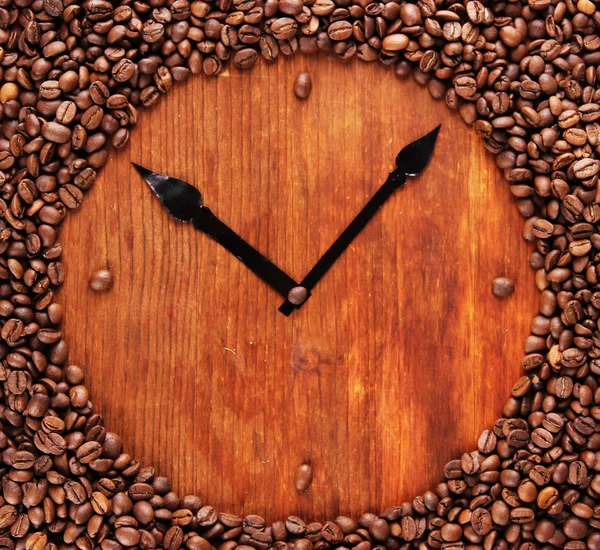 Wall clock of coffee beans, close up — Stock Photo, Image