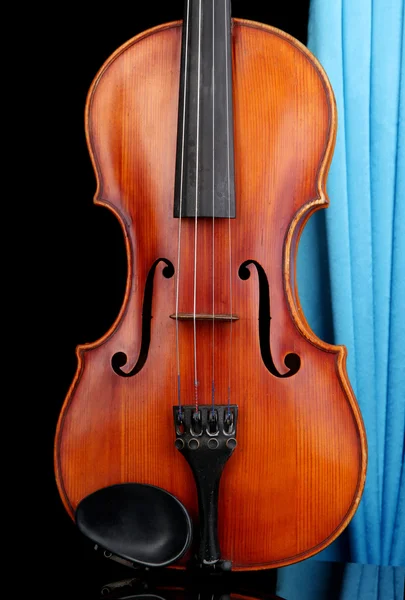 Classical violin on curtain background — Stock Photo, Image