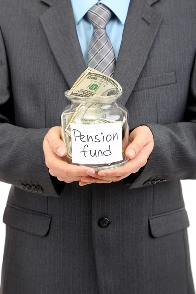 Young businessman with money isolated on whit — Stock Photo, Image