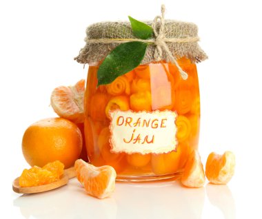 lezzet ve üzerinde beyaz izole mandalina, portakal reçeli