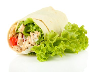 kebap - ızgara et ve sebze, üzerinde beyaz izole