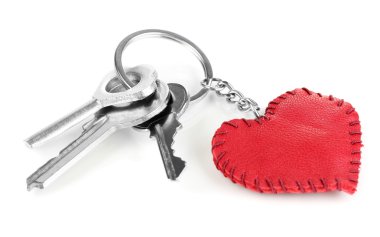 deri üzerinde beyaz izole biblo ile anahtar