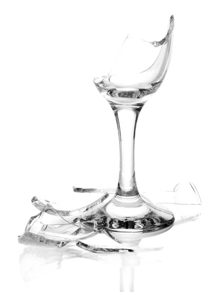 Broken wineglass isolated on white — Stock Photo, Image