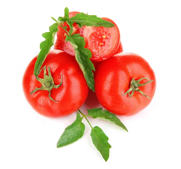 Rijpe tomaten geïsoleerd op whit — Stockfoto