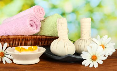 Tekstil masaj spa-donatımı doğa zemin üzerine