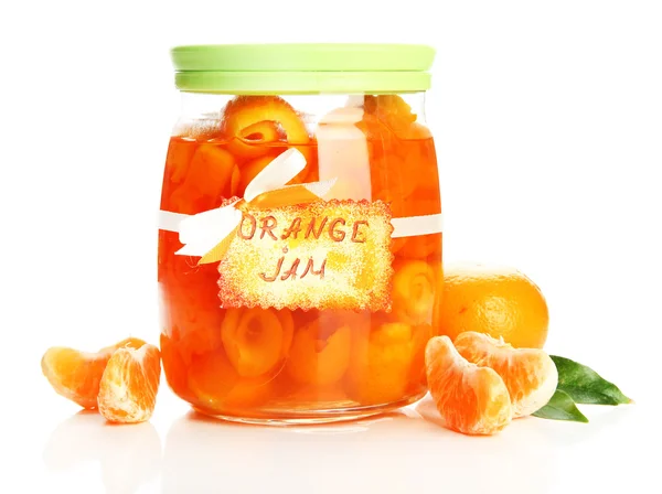 Μαρμελάδα πορτοκάλι με το ξύσμα και το tangerines, που απομονώνονται σε λευκό — Φωτογραφία Αρχείου