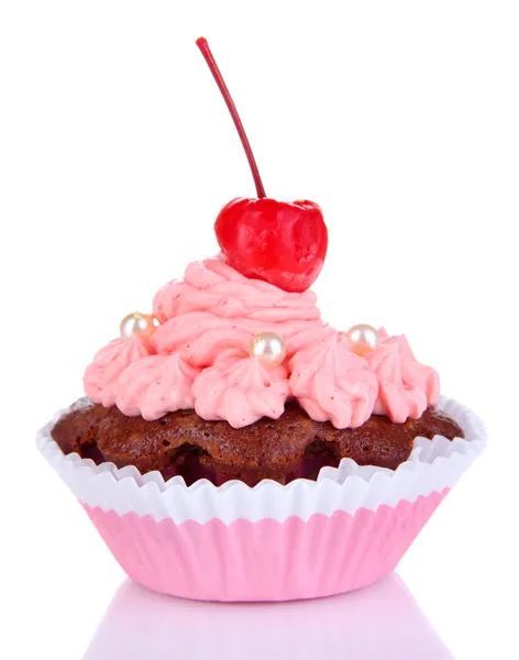 Delicioso belo cupcake isolado em branco — Fotografia de Stock