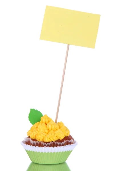 A képeslap elszigetelt fehér gyönyörű cupcake — Stock Fotó