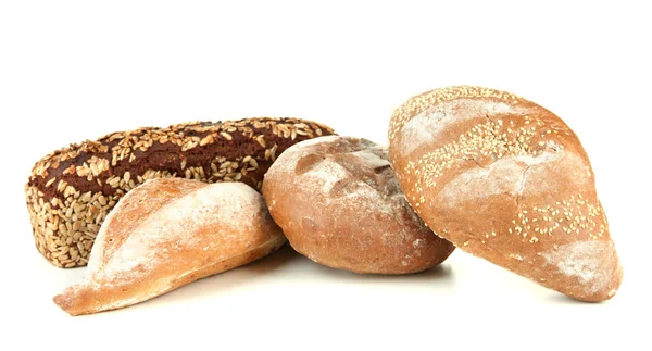 Ekmek, beyaz izole ile kompozisyon — Stok fotoğraf