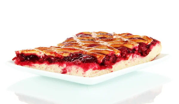 Cherry pie geïsoleerd op wit — Stockfoto