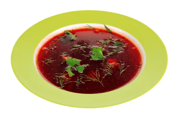 Delicious borsch isolated on white — Stock Photo, Image