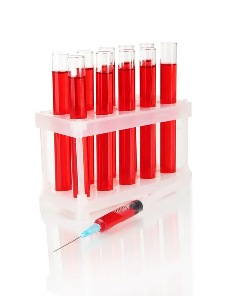 Test tubes in laboratory isolated on white — Stock Photo, Image