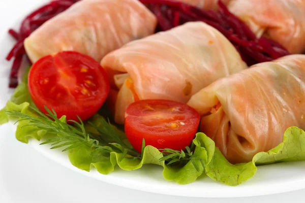 Stuffed cabbage rolls isolated on white — Stock Photo, Image