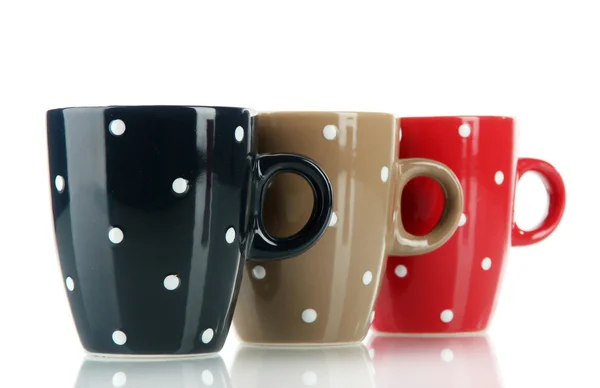 Three cups of polka dot isolated on white — Stock Photo, Image