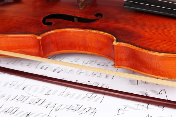 Classical violin on notes — Stock Photo, Image