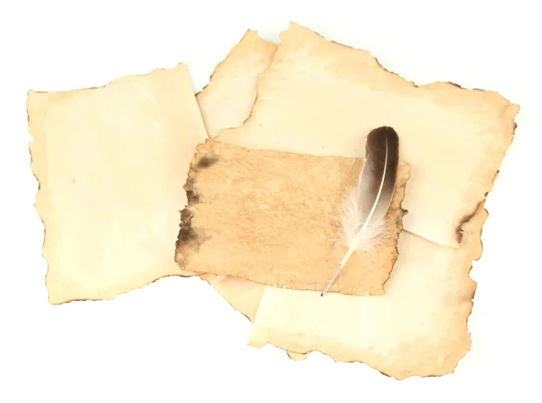 오래 된 종이 흰색 절연 — 스톡 사진