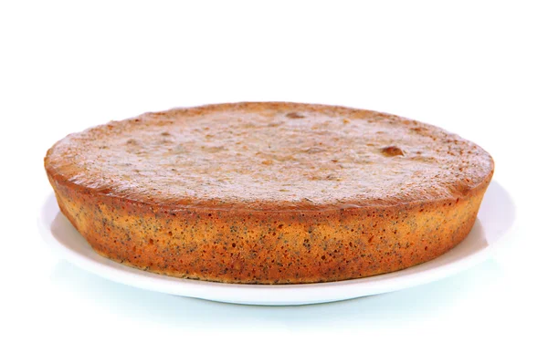 Delicious poppy seed cake isolated on white — Stock Photo, Image