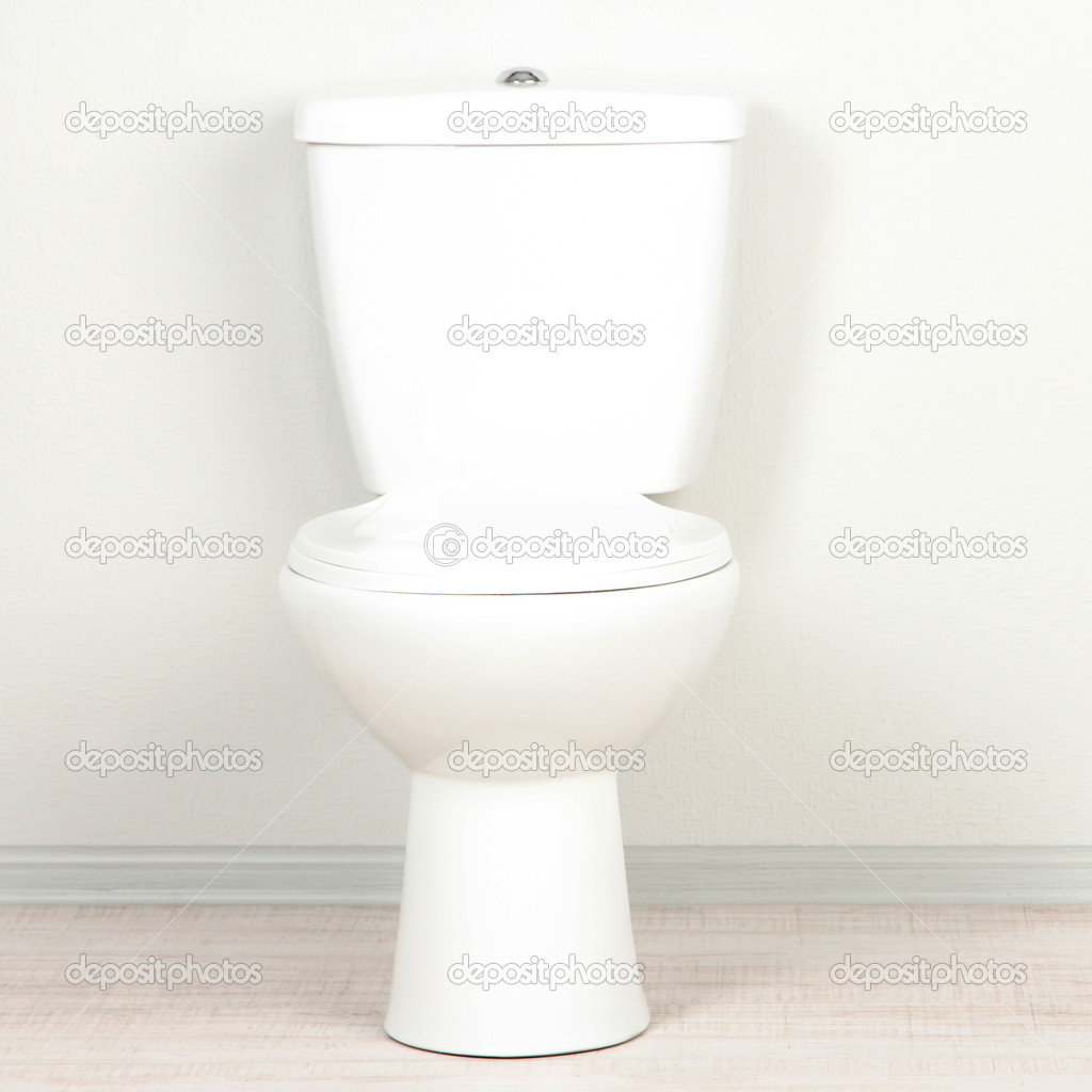 White toilet bowl in a bathroom