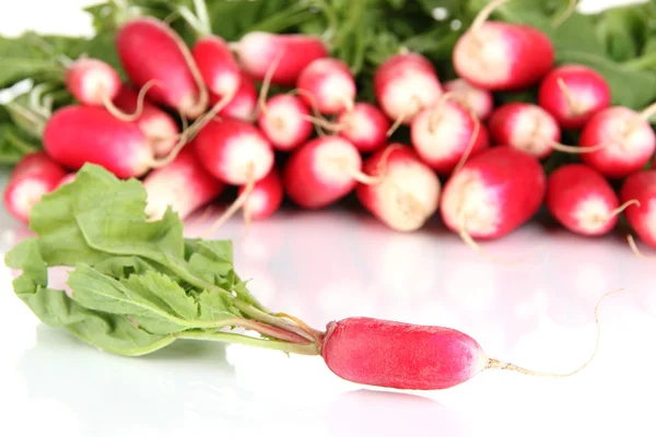 Small garden radish with leaves close up — Stock Photo, Image