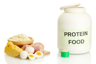 jar gıda üzerine beyaz izole protein ve protein tozu