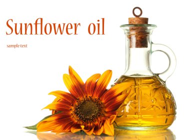 Ayçiçek yağı ve Ayçiçek üzerinde beyaz izole