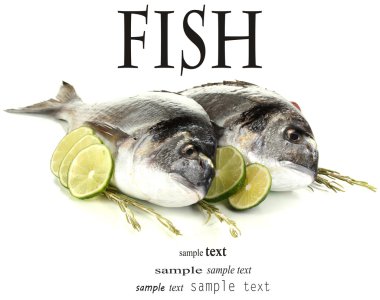 iki balık dorado limon ile üzerine beyaz izole.