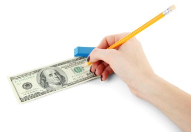 sahte dolar üzerinde beyaz izole yapma