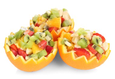 boş-out turuncu beyaz izole meyve salatası