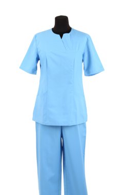 tıbbi giyim üzerine beyaz izole kukla üzerine