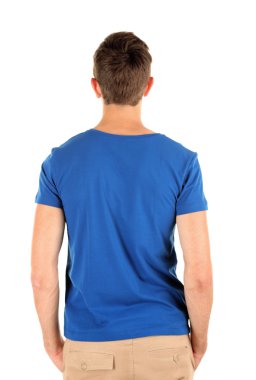 t-shirt üzerine genç adam beyaz izole