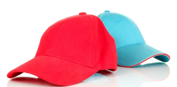 Red and blue caps cap isolated on white — Stock Photo, Image