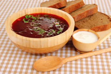 lezzetli borsch üzerinde tablo yakın çekim