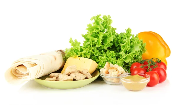 Ingredienser för matlagning kebab, isolerad på vit — Stockfoto