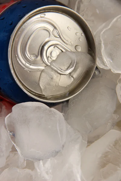 Metal tin with ice close-up — Stock Photo, Image