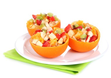 boş-out turuncu beyaz izole meyve salatası