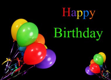 koyu arka plan üzerinde renkli balonlar-şeritler