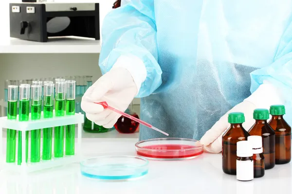 Scientist conducting research in laboratory close up — Stock Photo, Image